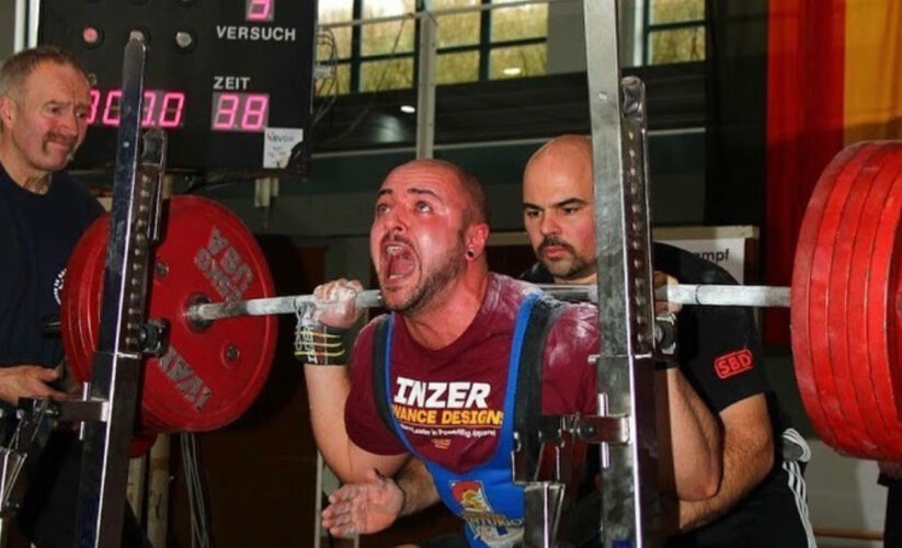 Powerlifter squatting